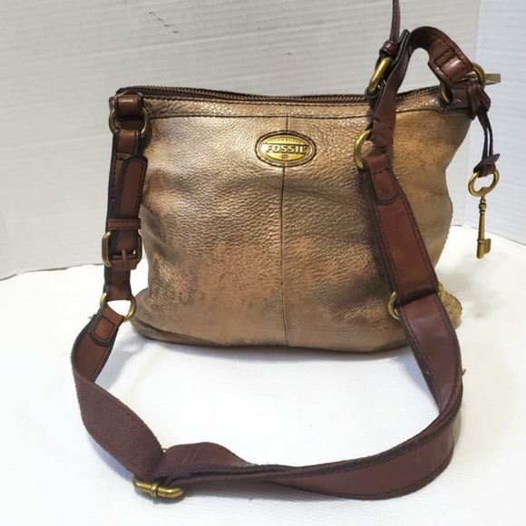 Fossil Metallic Leather Crossbody Bag - Picture 1 of 11